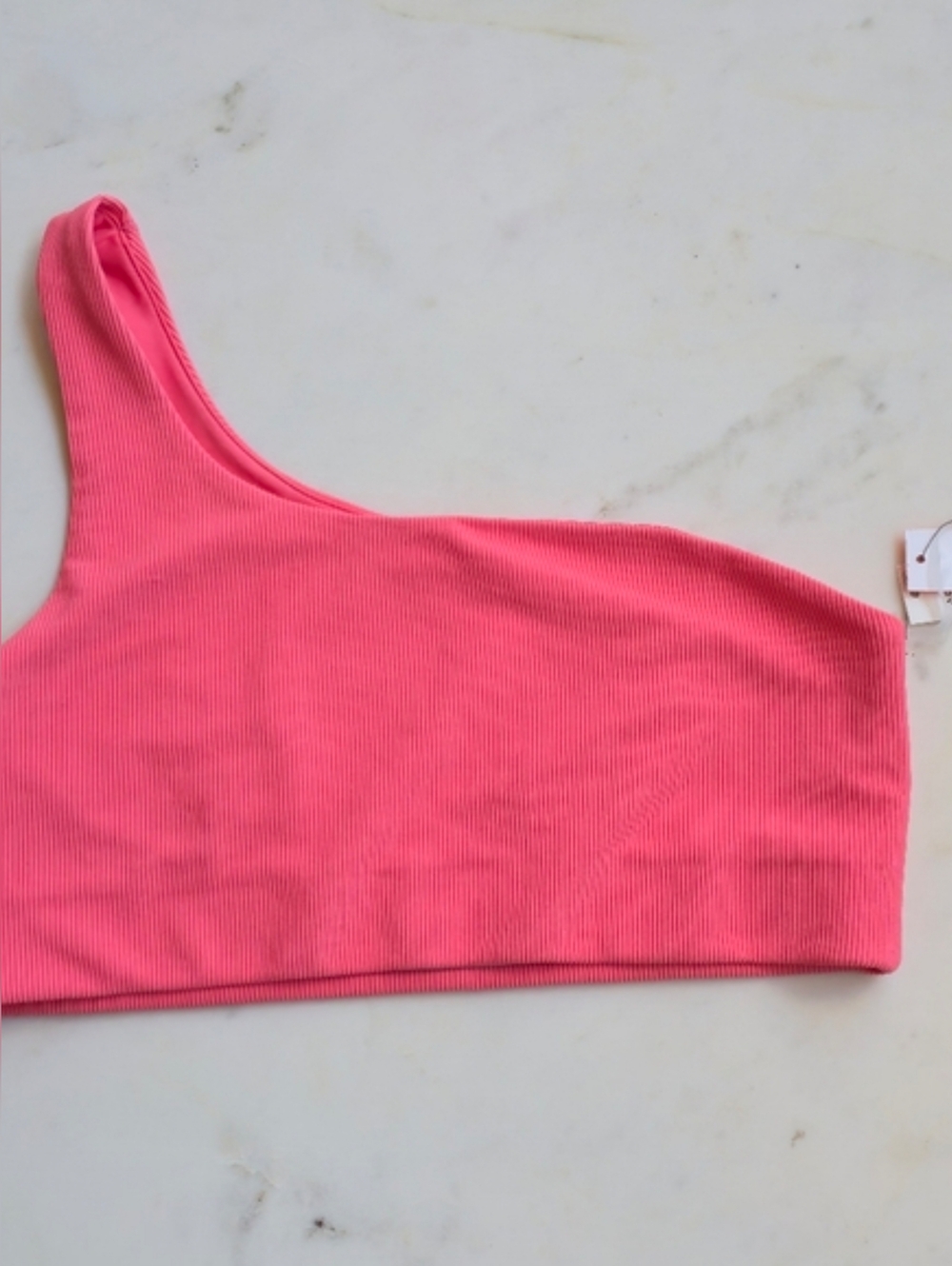 NWT AQUA Athletic Coral Ribbed One Shoulder Sports Bra Size Large